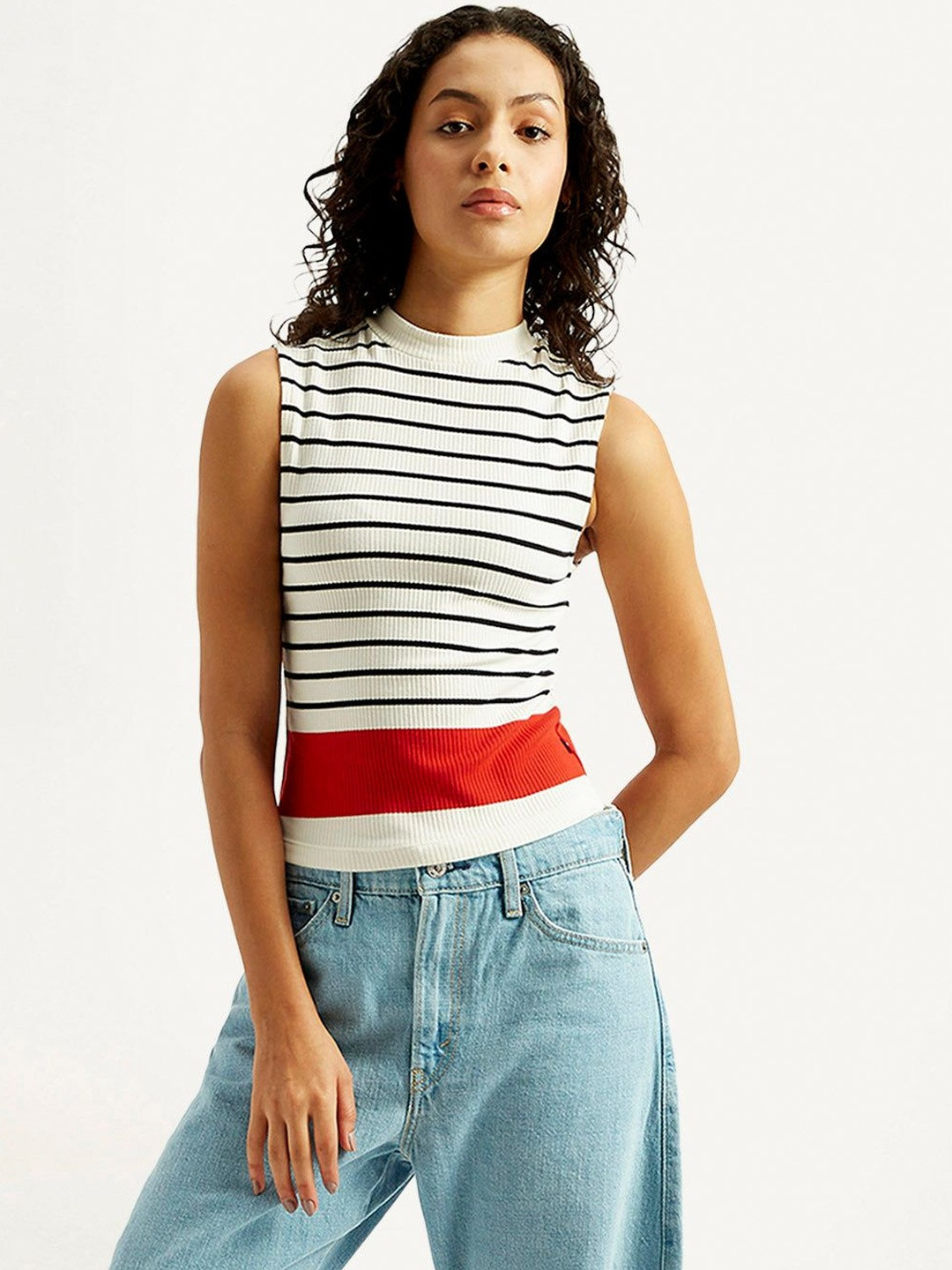 Levis Women Horizontal Stripes Sleeveless Top
