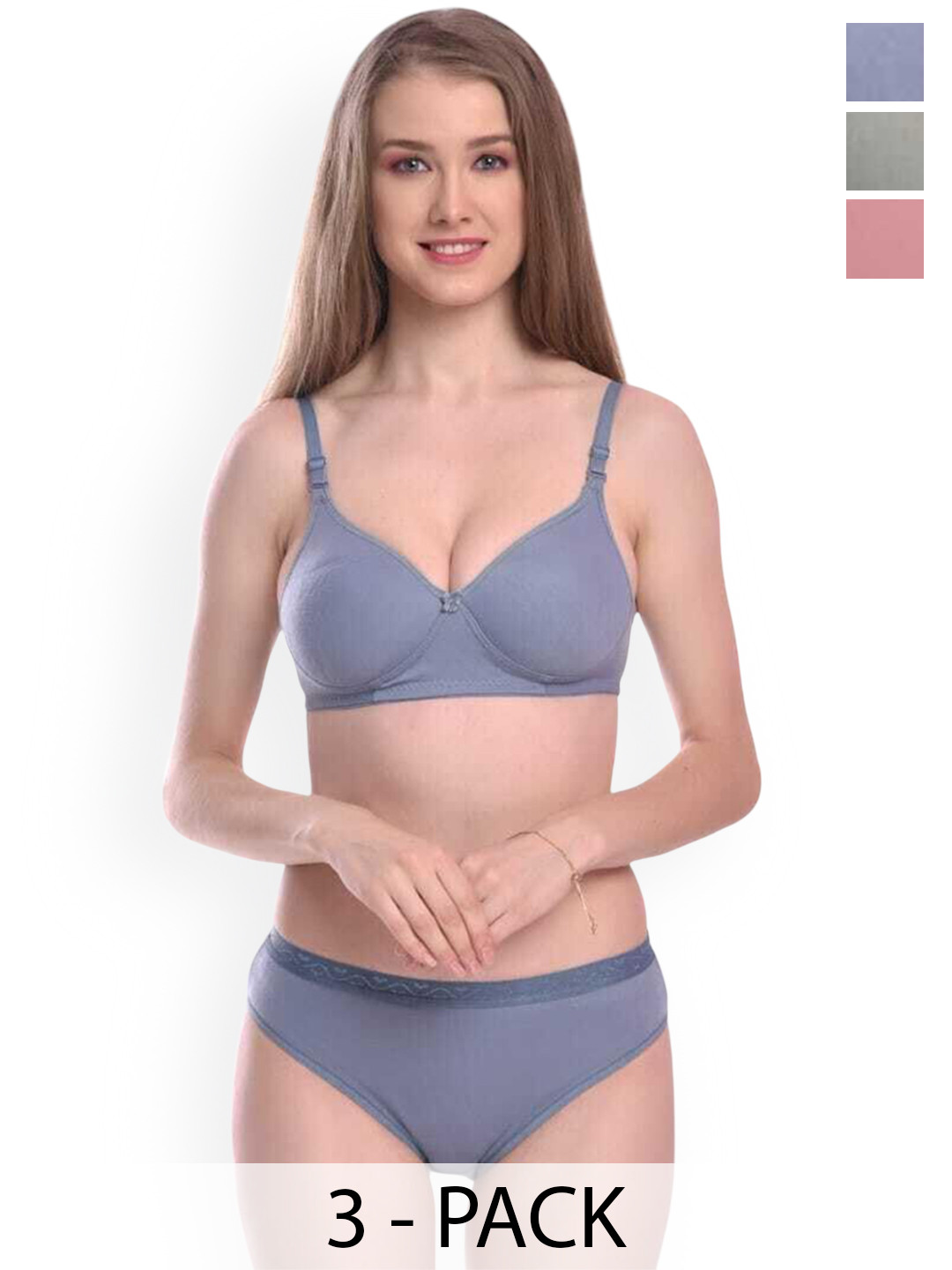 Rodley Pack Of 3 Cotton Lingerie Set