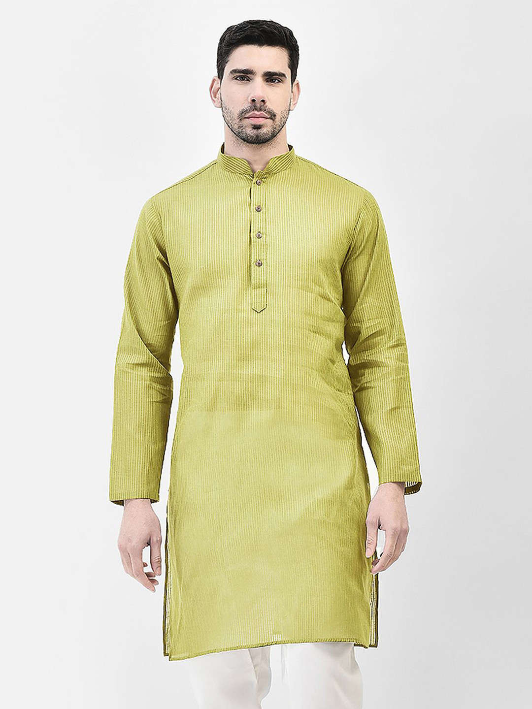 SG LEMAN Men Striped Daily Cotton Straight Kurta