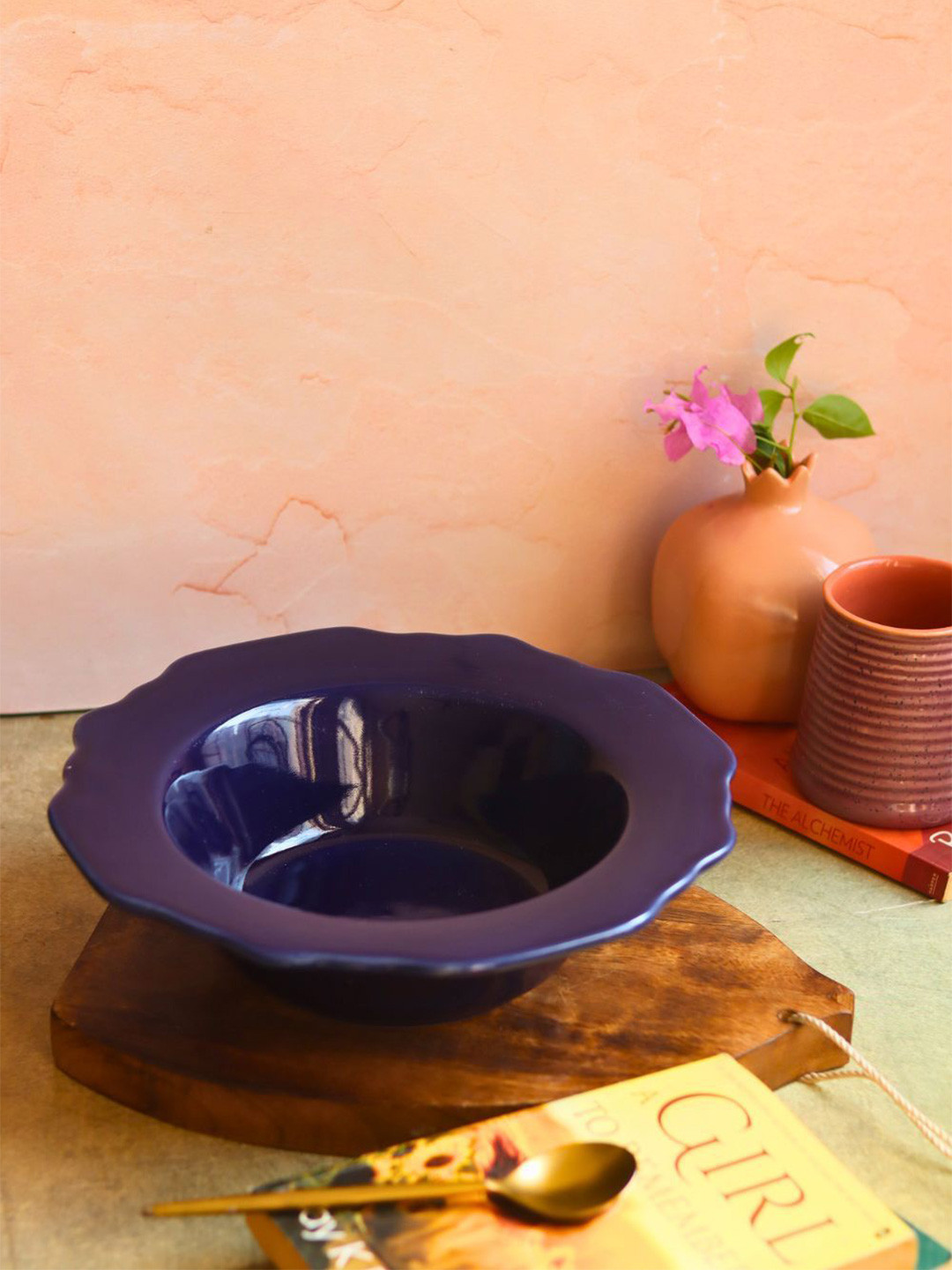 WEAVING HOMES Blue Ceramic Pasta Bowl