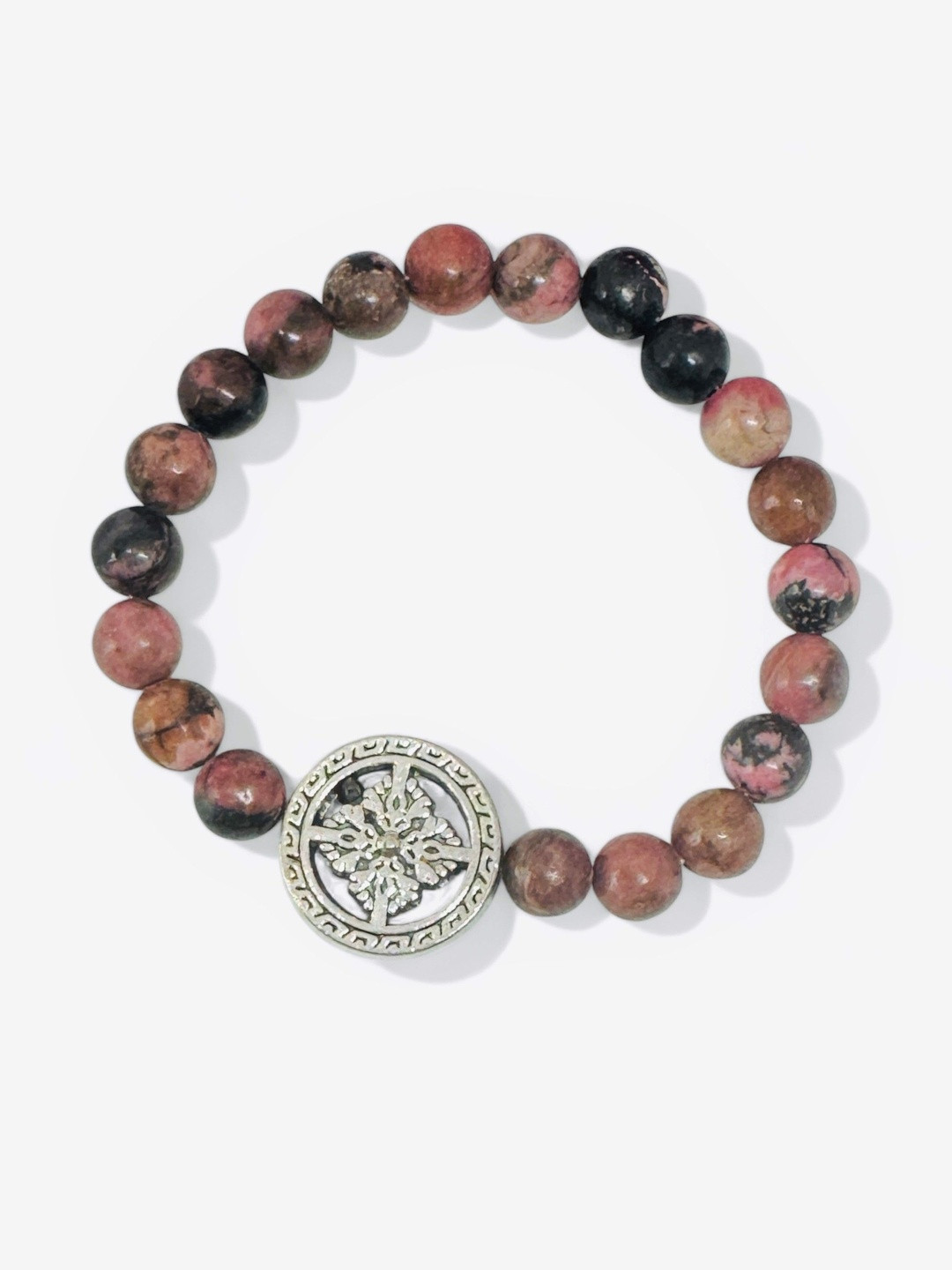 Gems Guru Pink & Black Rhodonite Bracelet