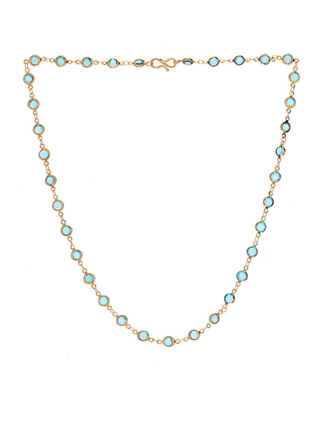 Beadworks Women Blue 21 Inch Gold Plated Firozi Beaded Necklace Chain