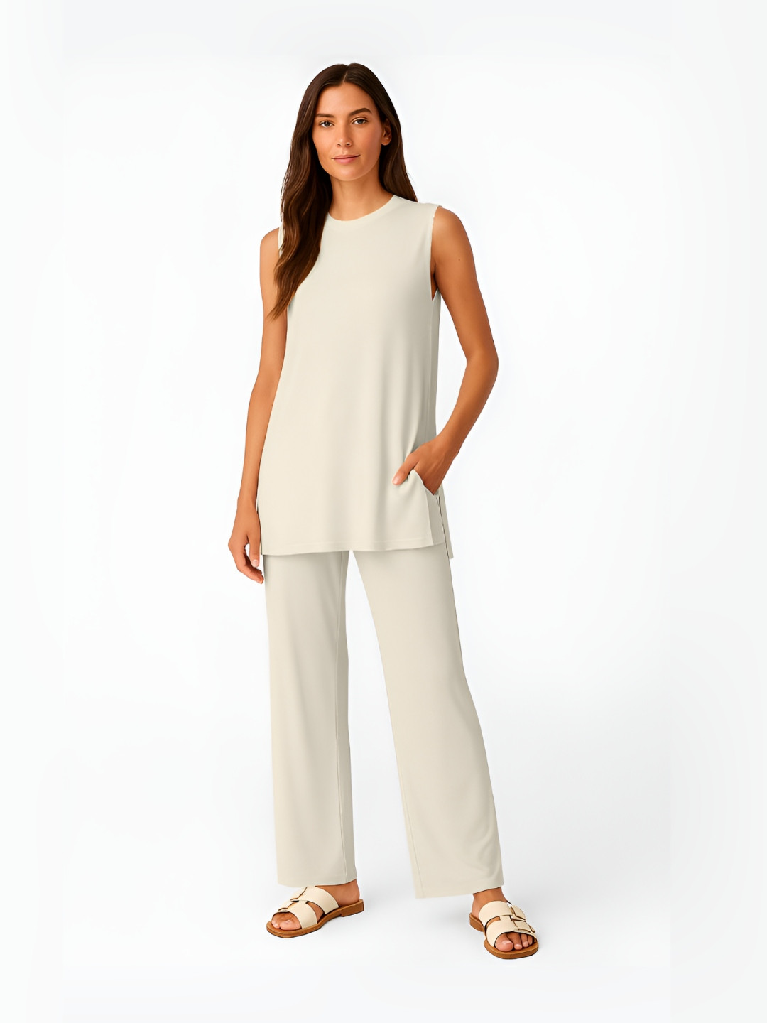 Moomaya Women Tank Top And Pants Co-ord Set