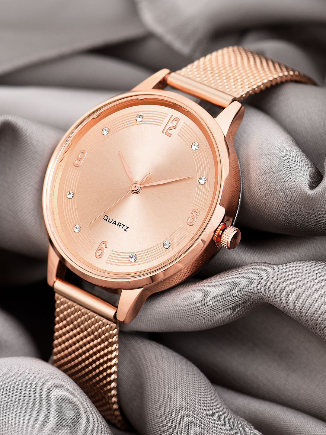 PAPIO Women Stainless Steel Bracelet Style Straps Analogue Watch OP-142 BEIGE