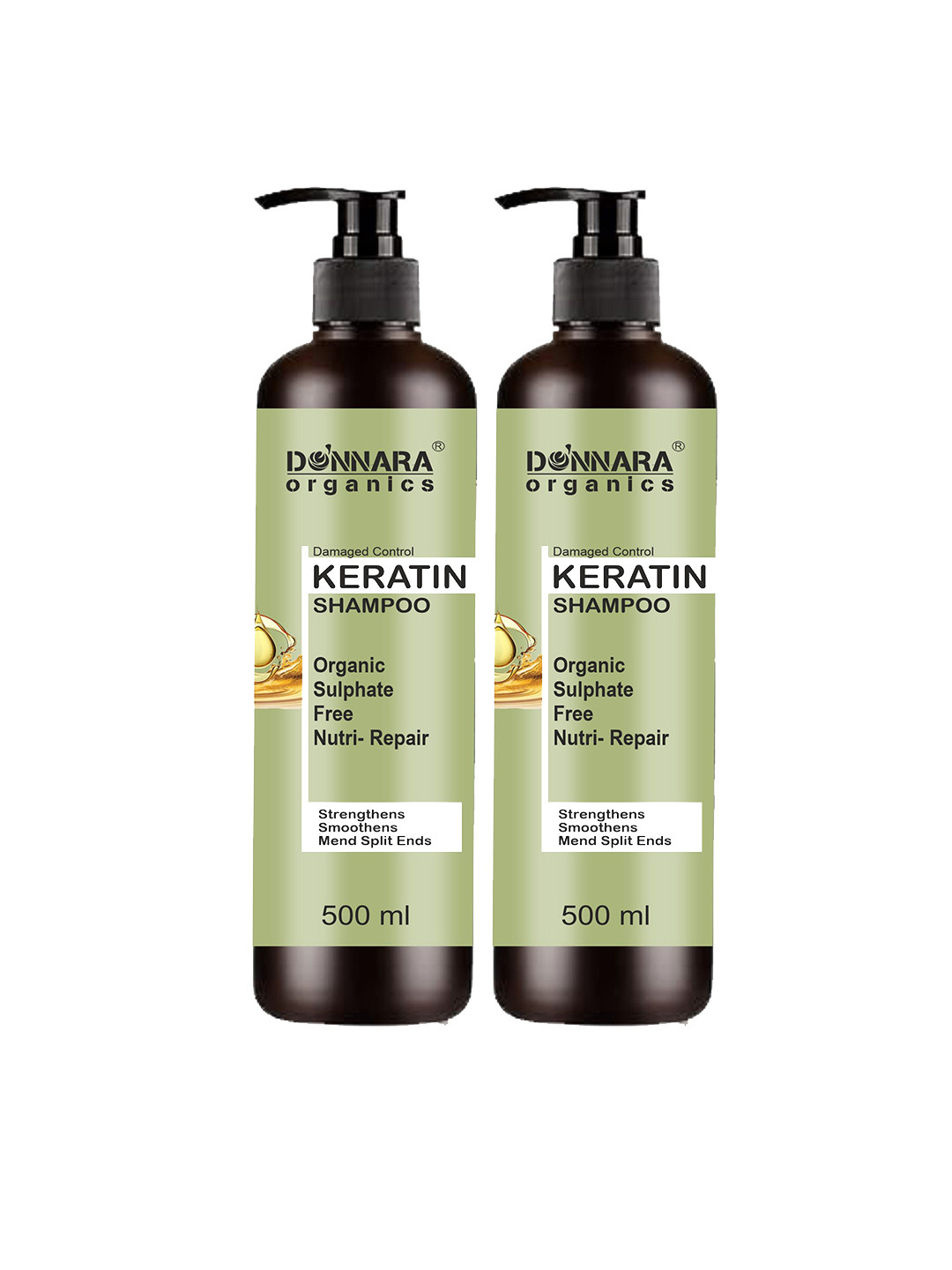 Donnara Organics Set Of 2 Keratin Shampoo With Natural Proteins - 500 ml Each
