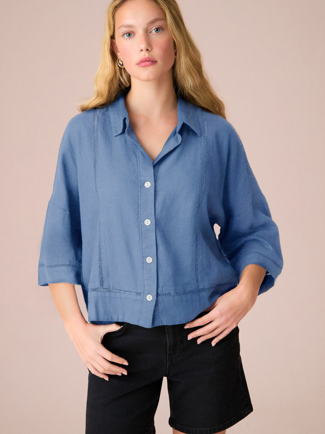 NEXT Lace Insert Detail Boxy Shirt