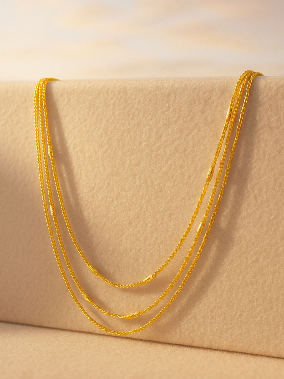 Rubans 18K Gold-Plated Stainless Steel TarnishFree Waterproof Beaded Dual-Layer Necklace