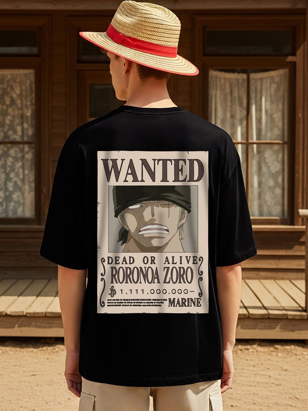 Bewakoof One Piece Graphic Printed Drop-Shoulder Sleeves Pure Cotton Oversized T-shirt