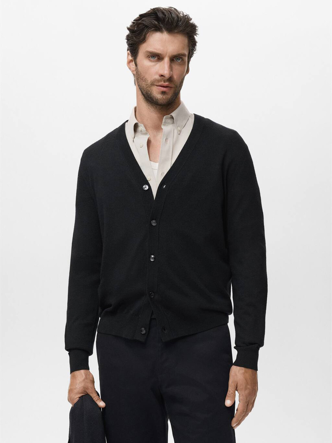 MANGO MAN Pure Wool Button Down Cardigan