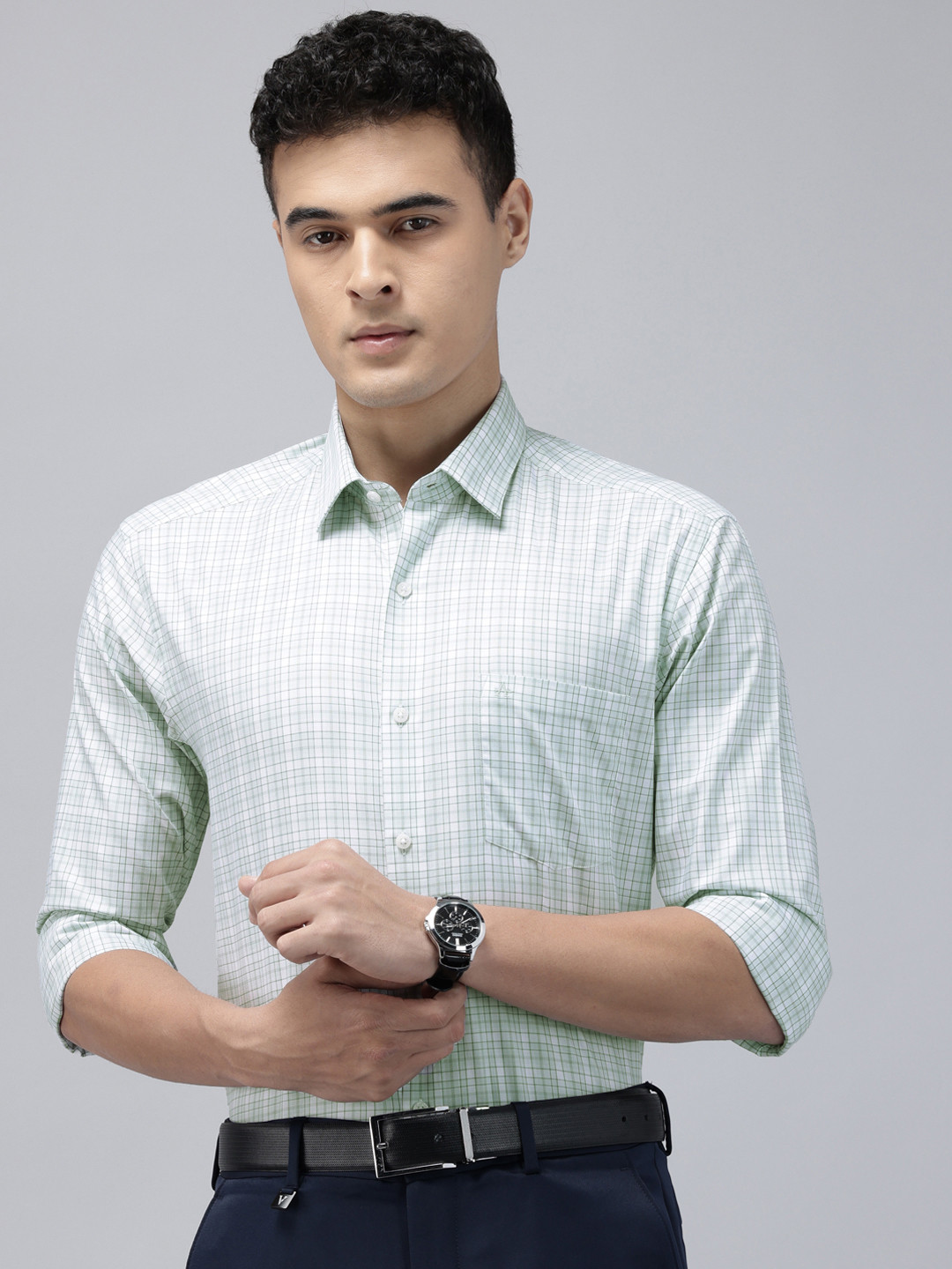 Arrow Manhattan Slim Fit Checked Pure Cotton Formal Shirt