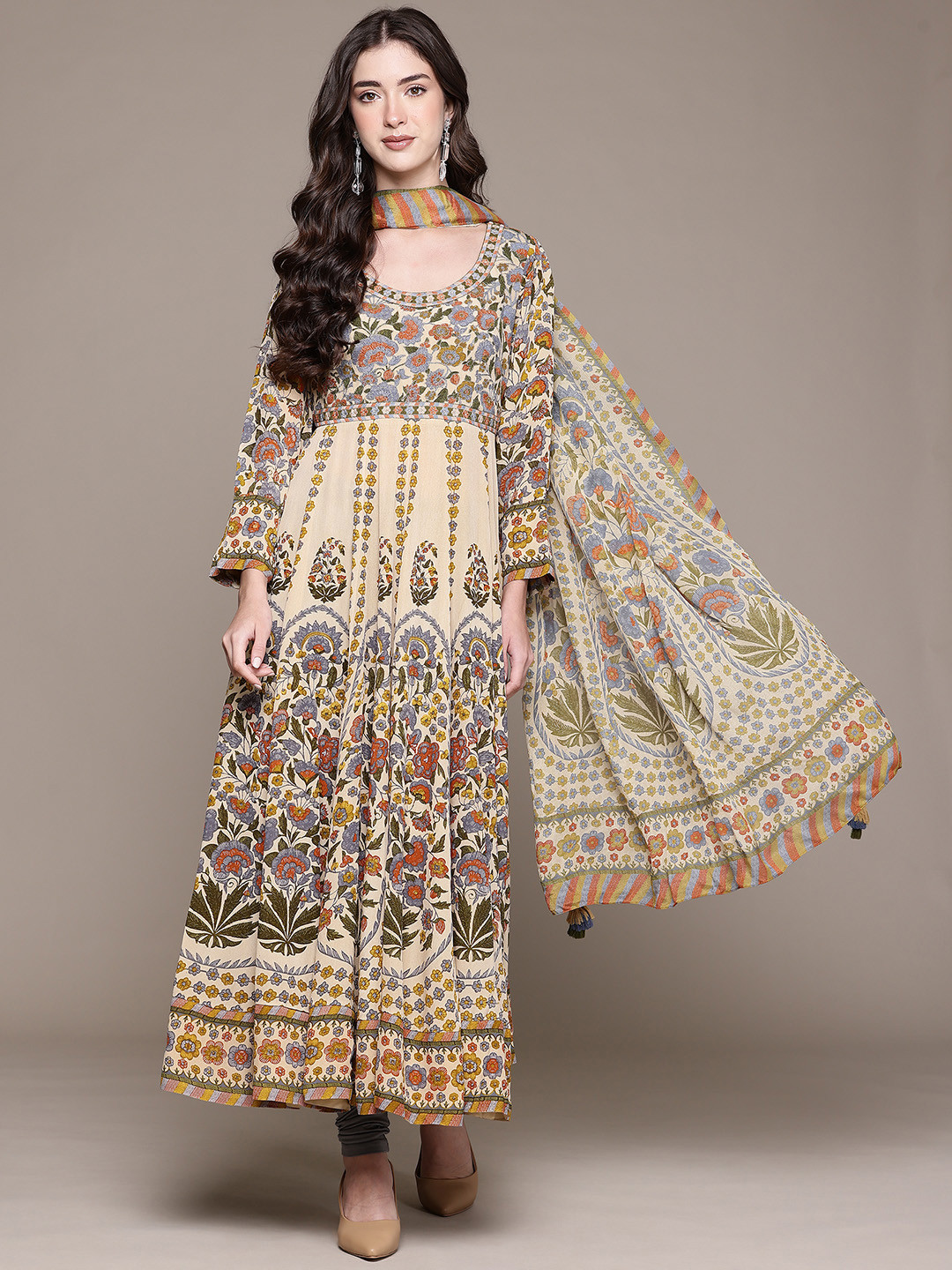 Ritu Kumar Printed Anarkali with Churidar & Dupatta