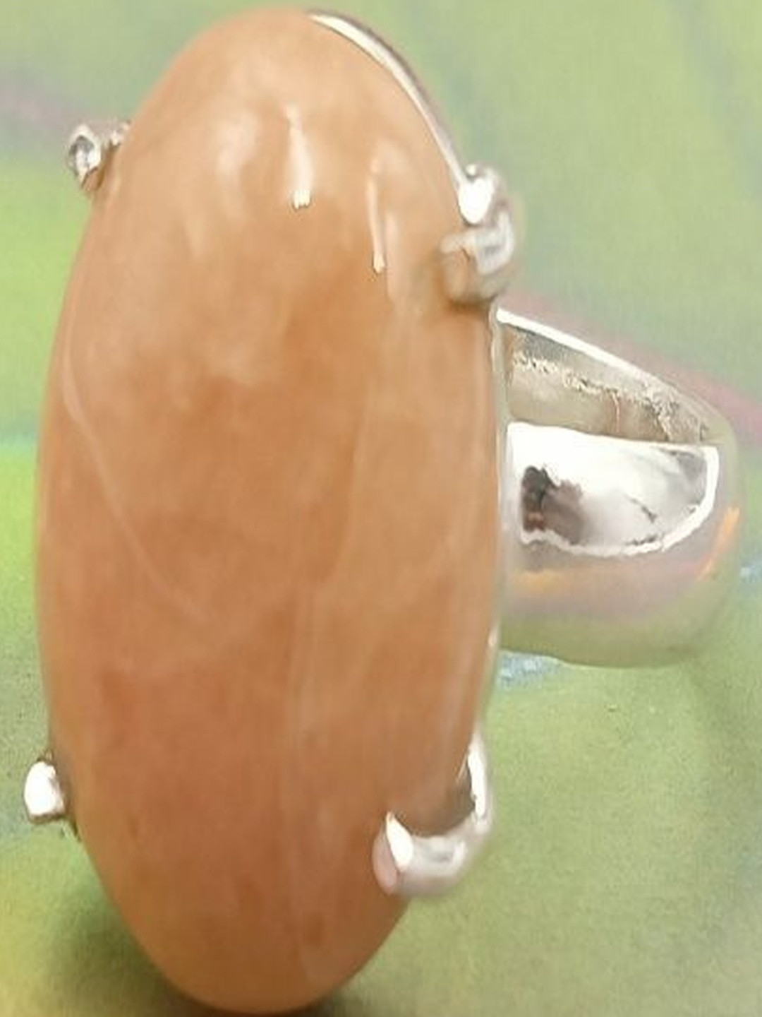 Shrim jewels German Silver Moonstone Studded Adjustable Oxidised Finger Ring