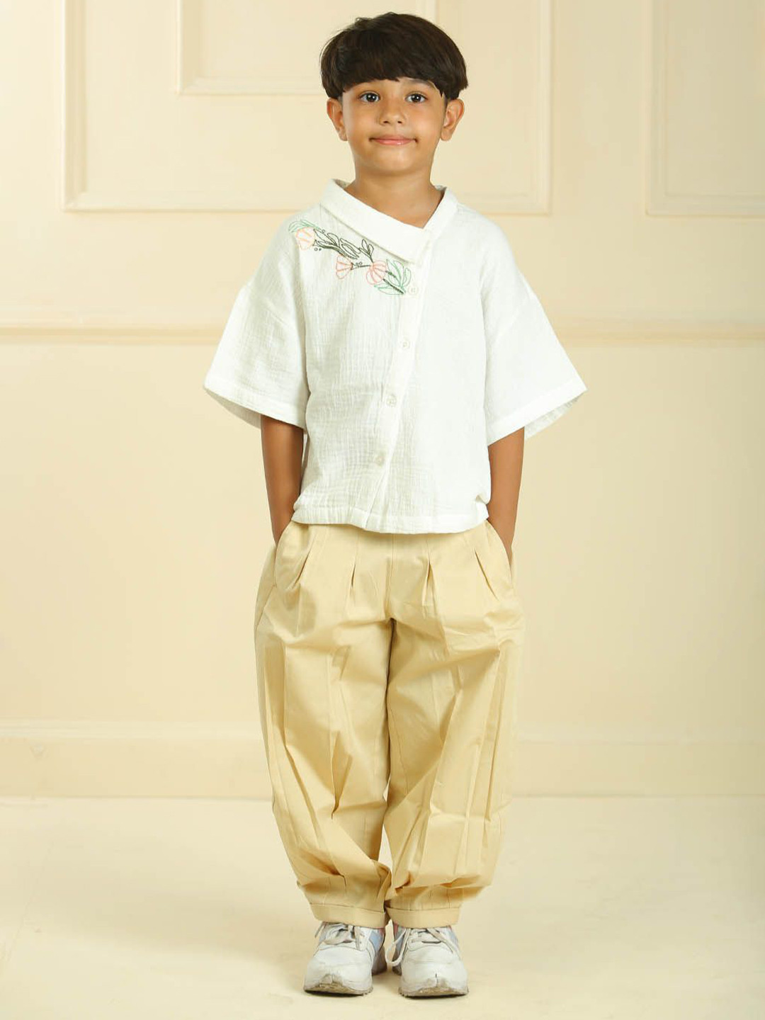 LH LUXURY FASHION Boys Embroidered V-Neck Shirt With Trouser