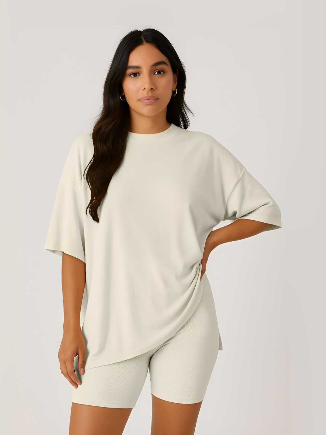 Moomaya Casual Summer Oversized T-Shirt With Biker Shorts