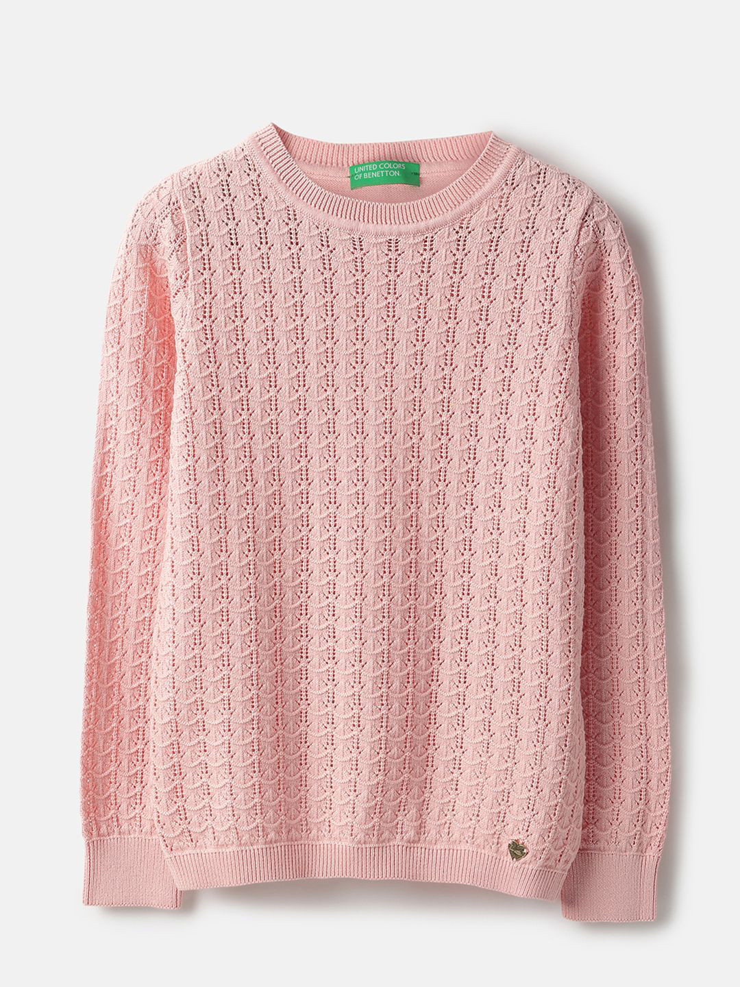 United Colors of Benetton Girls Round Neck Waffle knit Pullover Sweater