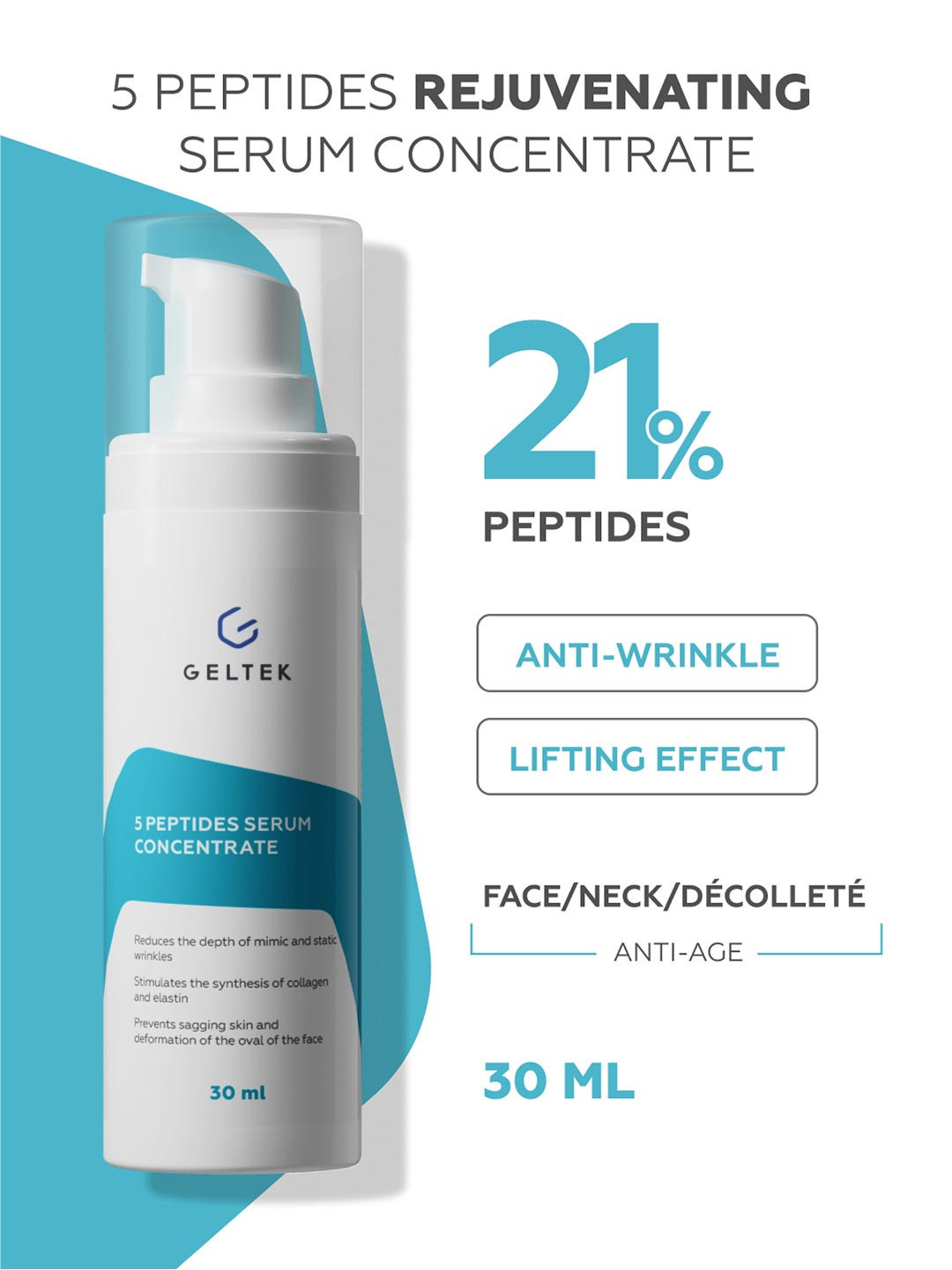 GELTEK 5 Peptides Serum Concentrate - 30 ml