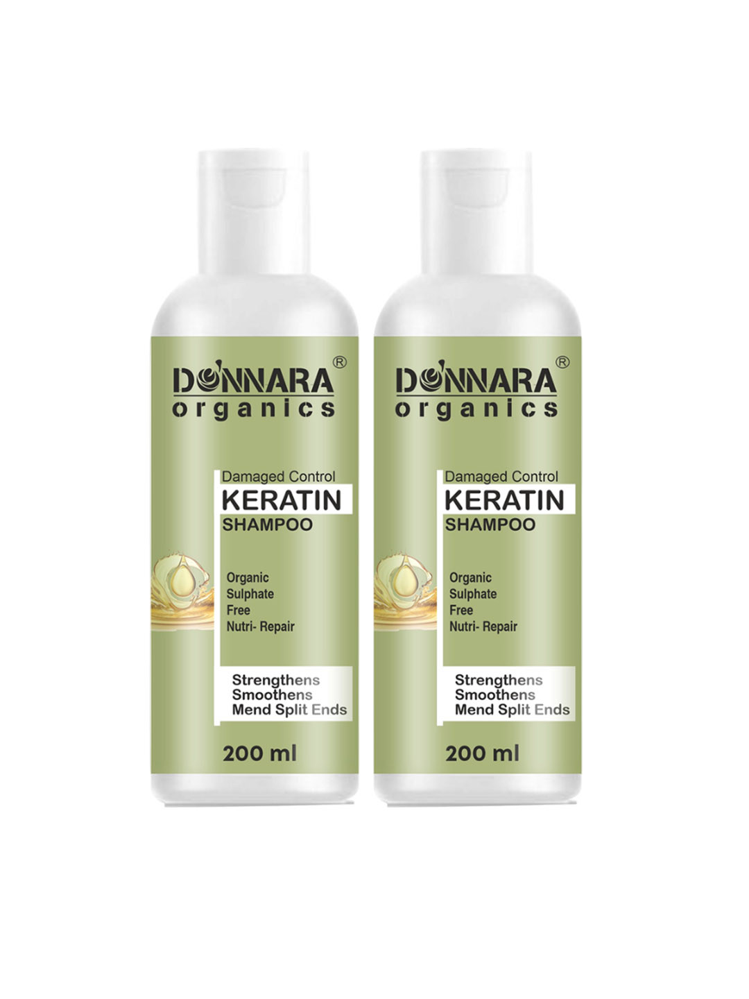 Donnara Organics Set Of 2 Keratin Shampoo With Natural Proteins - 200 ml Each