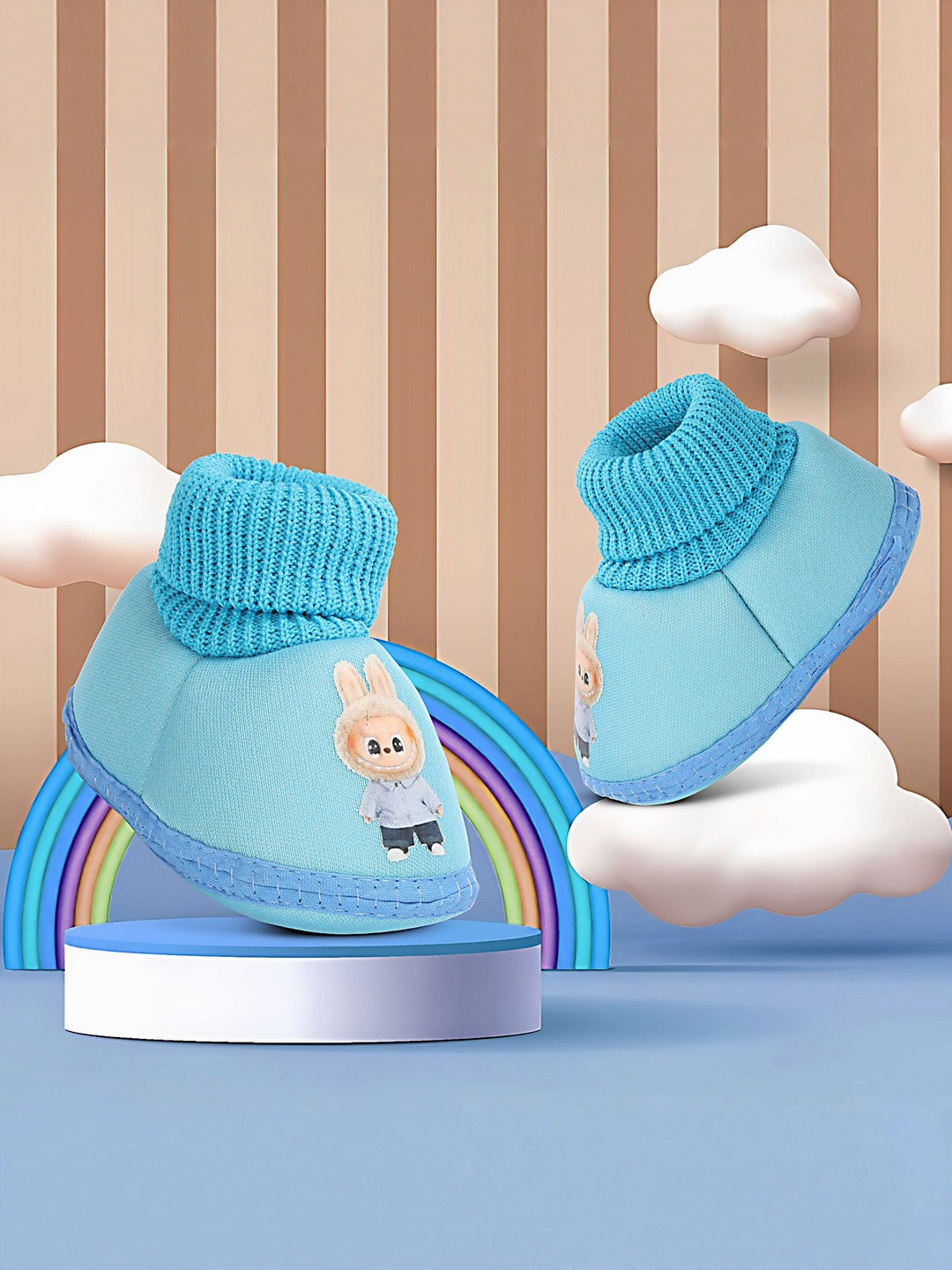 Dhairya Collection Kids Blue Cotton Labubu Booties