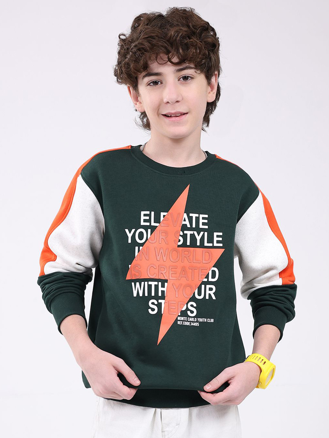 Monte Carlo Boys Typography Printed Round Neck Sweatshirt