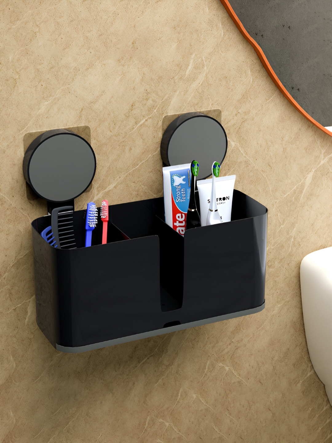 Aura Black Self-Adhesive Toothpaste Holder