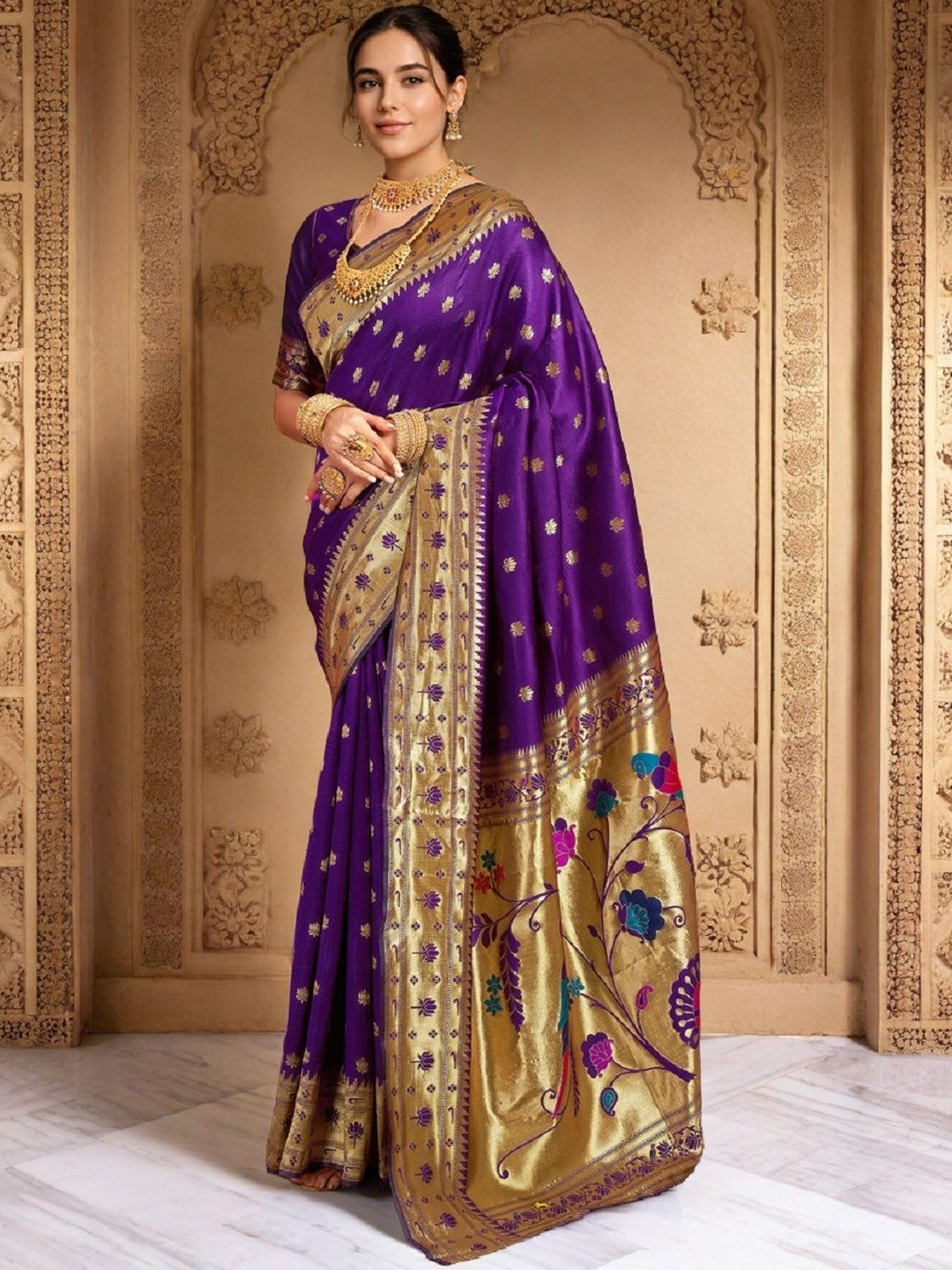 Suha Elegant art silk saree with intricate woven design