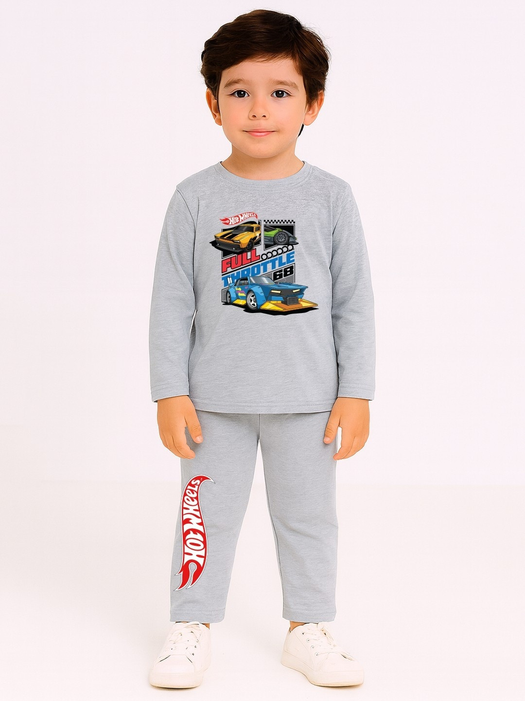 YK X Minute Mirth Boys Hot Wheels Printed T-shirt with Pyjamas