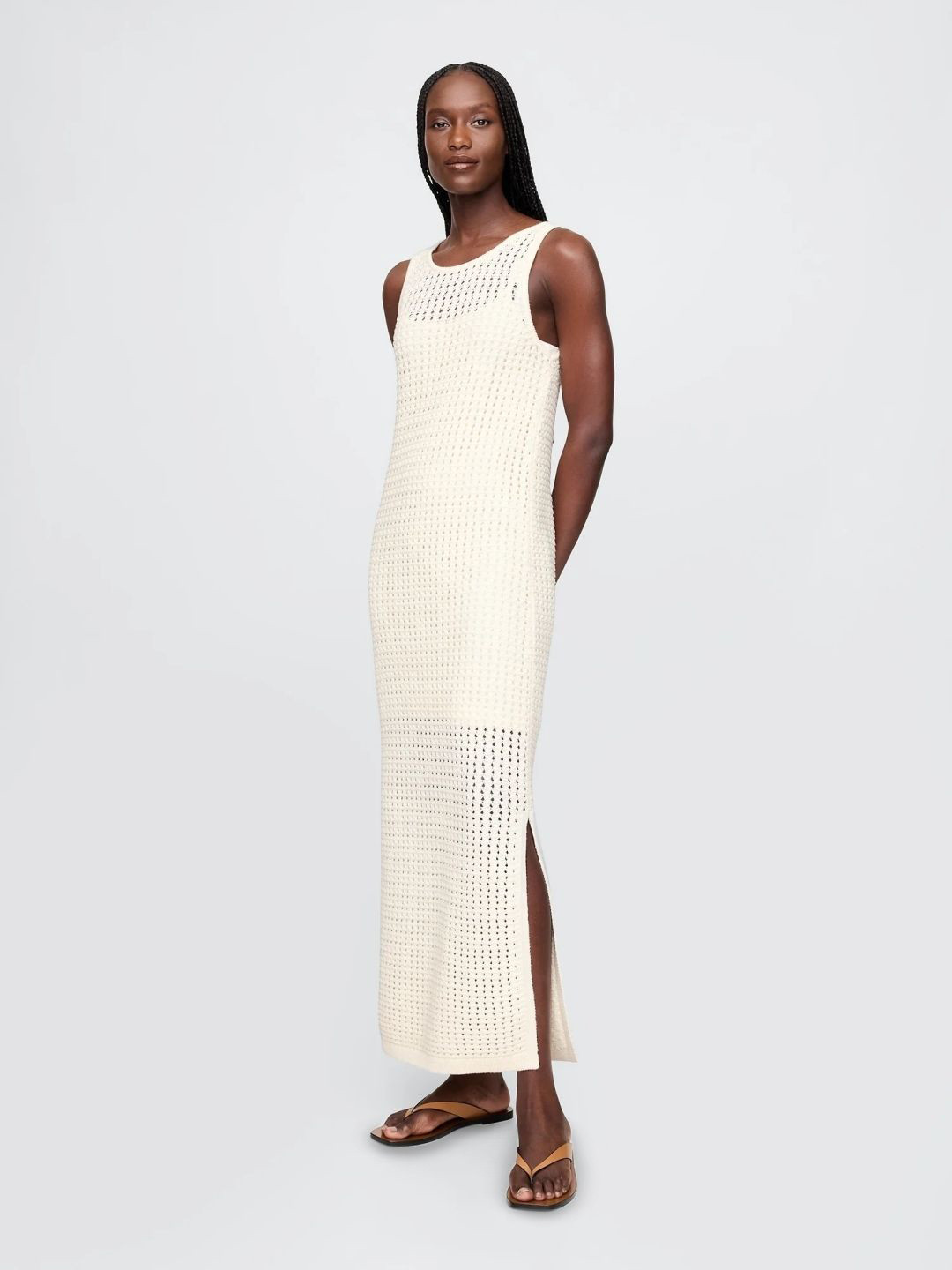 GAP Women Crochet Crew Neck Maxi Dress