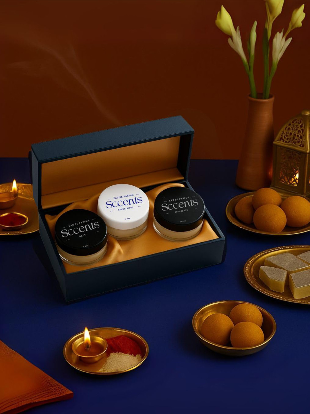 Sccents Set Of 3 Perfume With Trishula Charm Rakhi Gift Sets