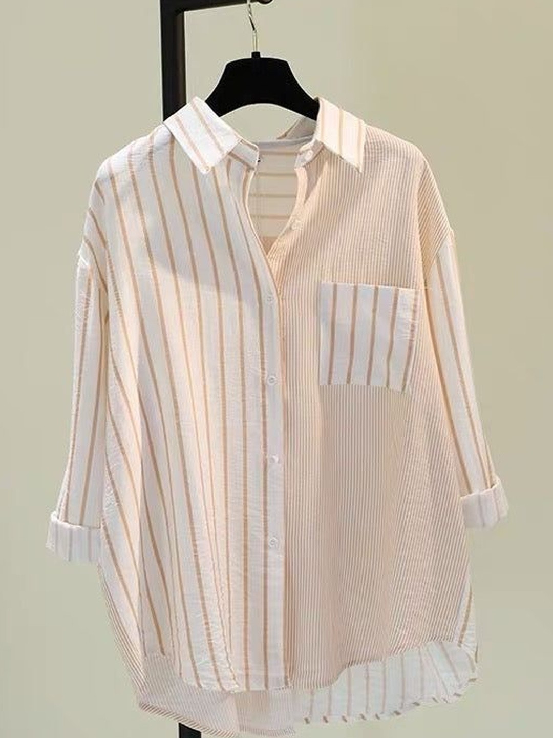 Miss Mosa By Akanksha Orange Alva Striped Shirt