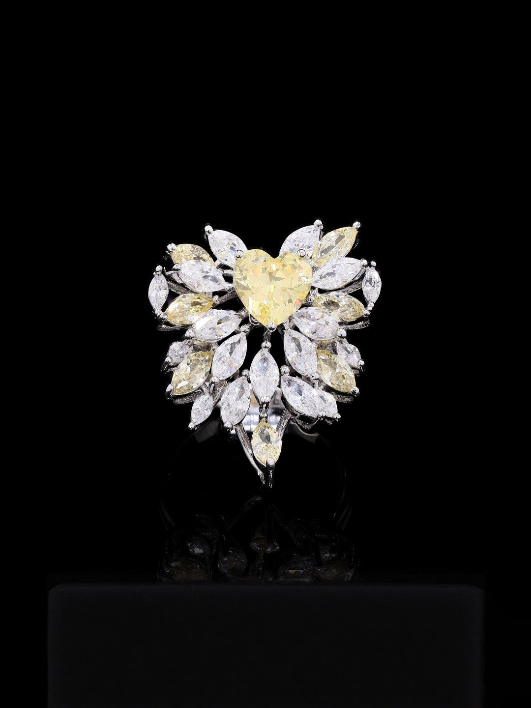 Twenty One Jewels Rose Gold-Plated Trillion Solitaire Ring