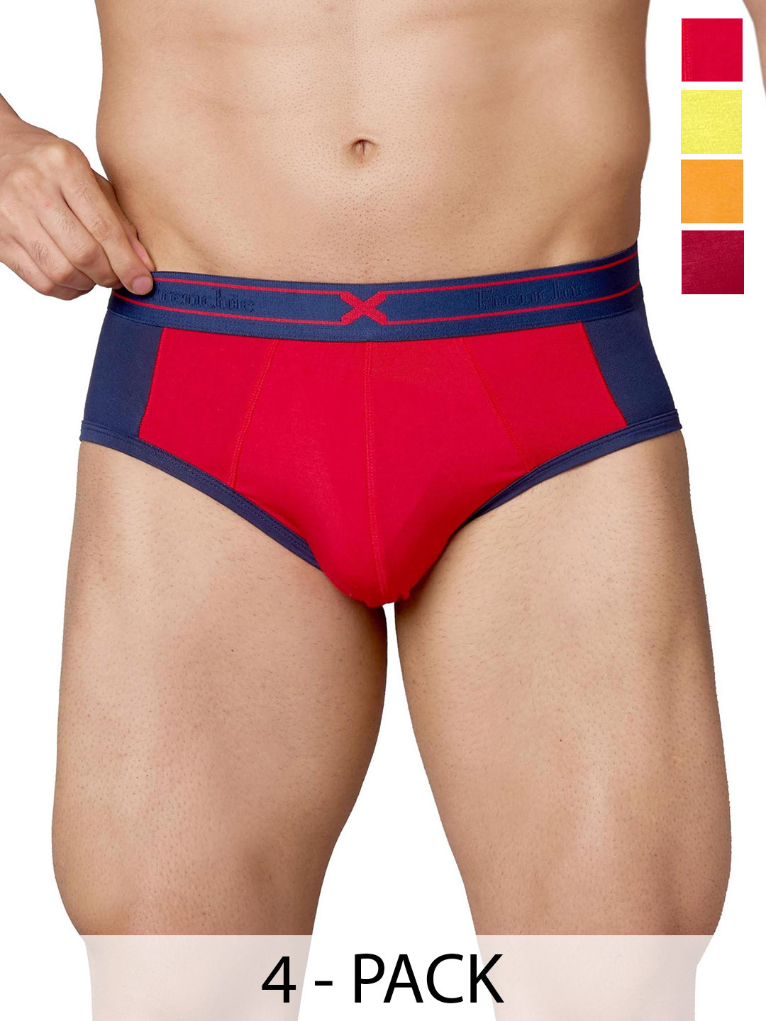 FRENCHIE Pack Of 4 ColourblockedBasic Briefs FR-MI-BF-GROVE-1X5-PO2-LPYLW-S