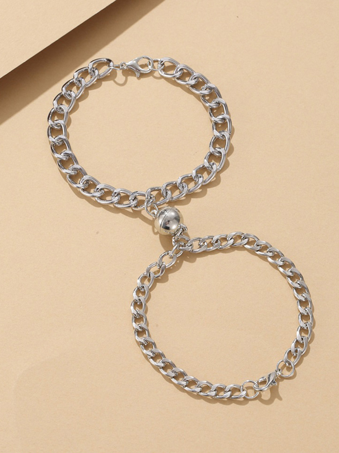 DressBerry Combo of 2 Women Silver-Plated Link Bracelet