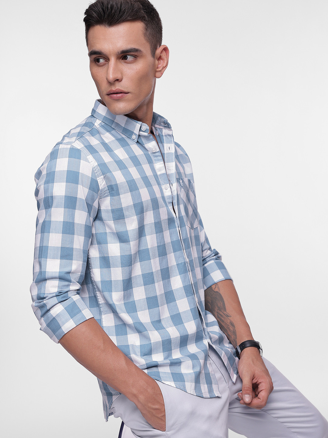 French Connection Buffalo Checked Pure Cotton Casual Shirt