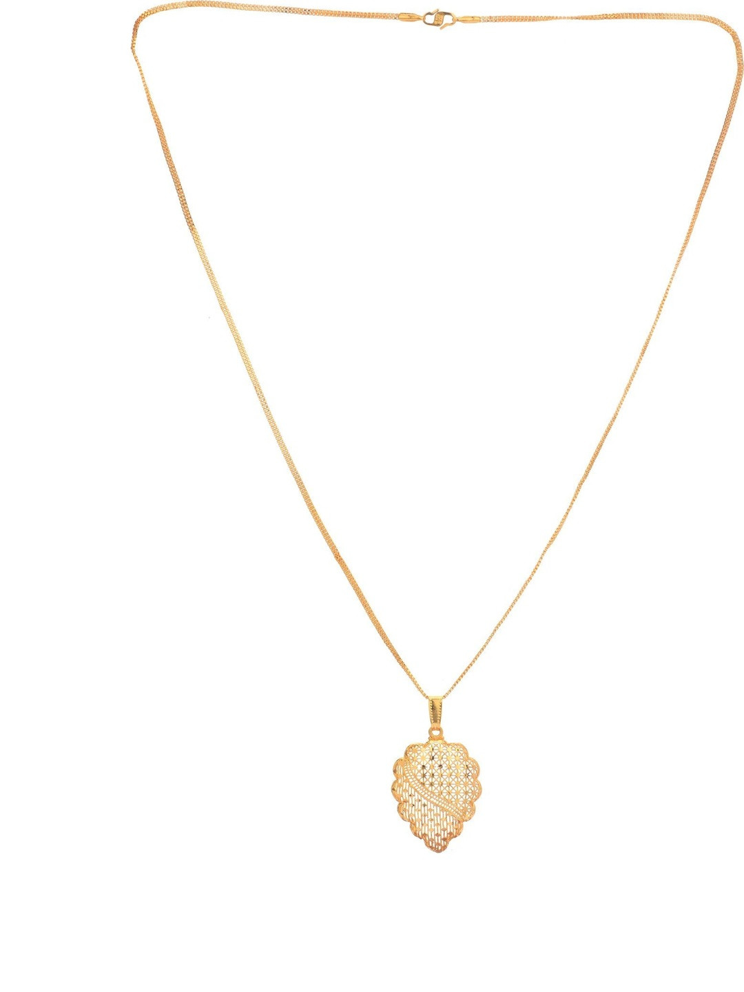 Beadworks Women Gold-Plated Laser Cut Silver Pendant With 26 Inch Long Chain
