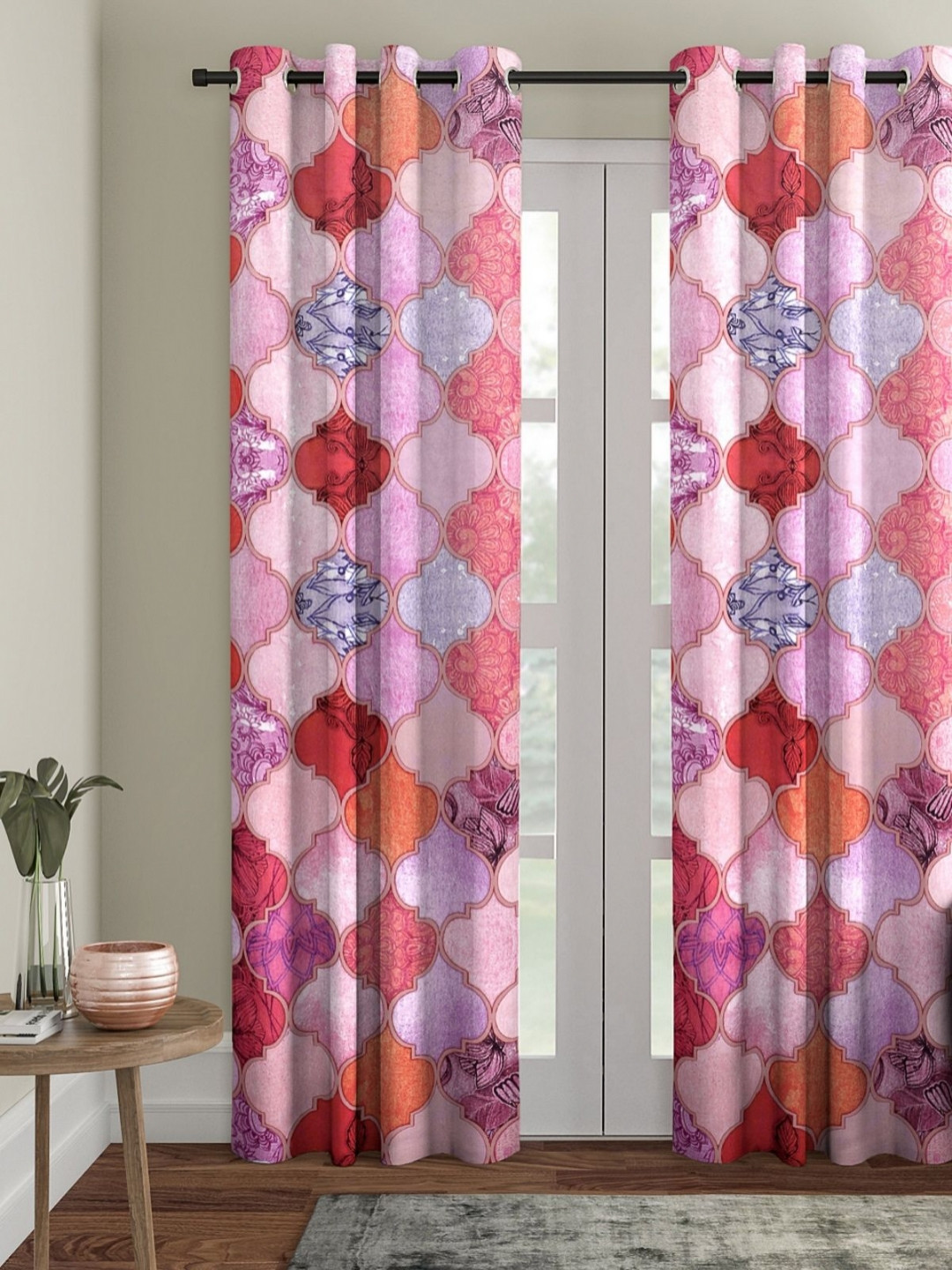 Aura Purple & Blue 2 Pieces Printed Room Darkening Door Curtain