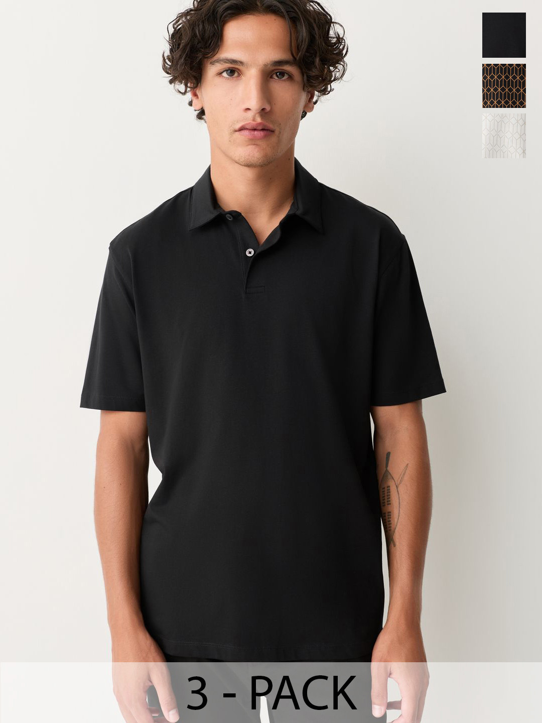 NEXT Pack of 3 Geometric Print Polo Collar T-shirt