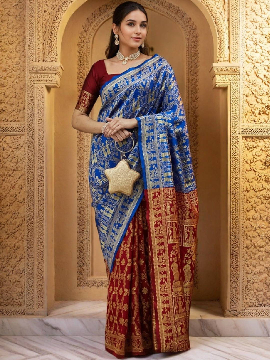 Suha Floral Elegant art silk saree with intricate woven design