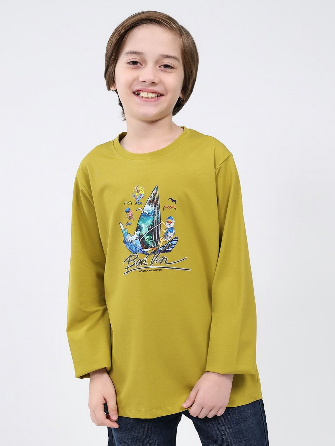 Monte Carlo Boys Printed Round Neck Woolen T-shirt