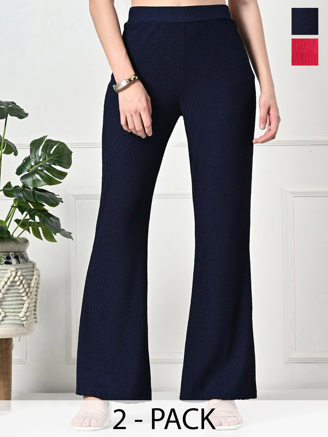 Brainbees Women Pack of 2 Smart High-Rise Easy Wash Trousers