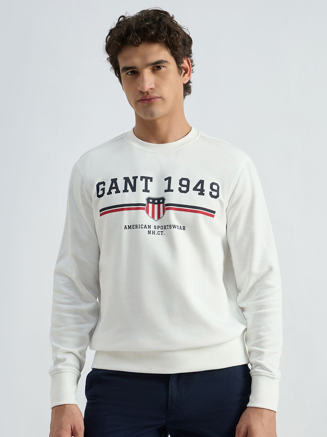 GANT Men Typography Printed Crew Neck Full Sleeve Sweatshirt