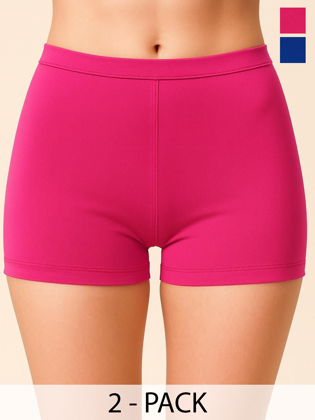 Apraa & Parma Pack of 2 Mid-Rise Boyshort Briefs AP SBT-33 R Blue,Rani pink XS-2