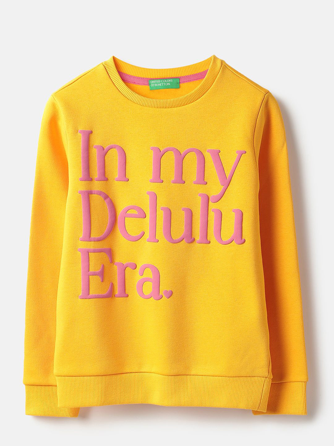 United Colors of Benetton Girls Cotton Solid Typography Printed Pullover