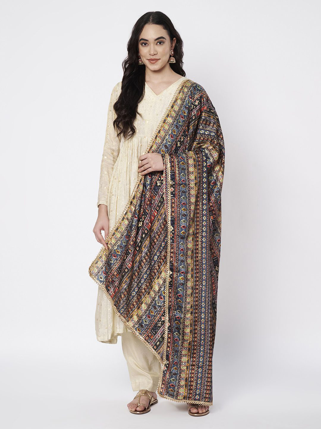 AKSHADEEP Abstract Printed Foil Print Dupatta