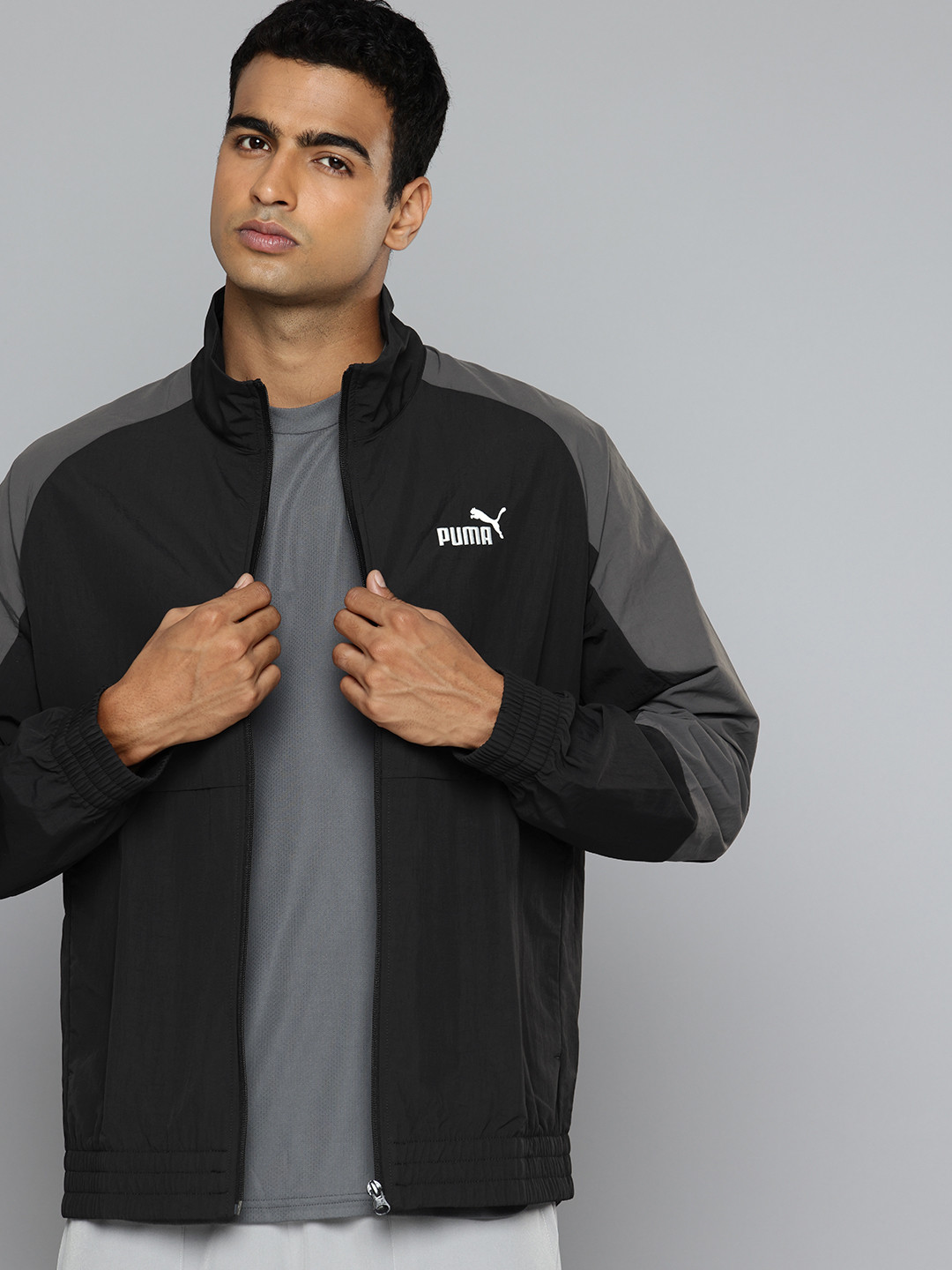 Puma Essentials Block Brand Logo Colourblocked Sporty Jacket