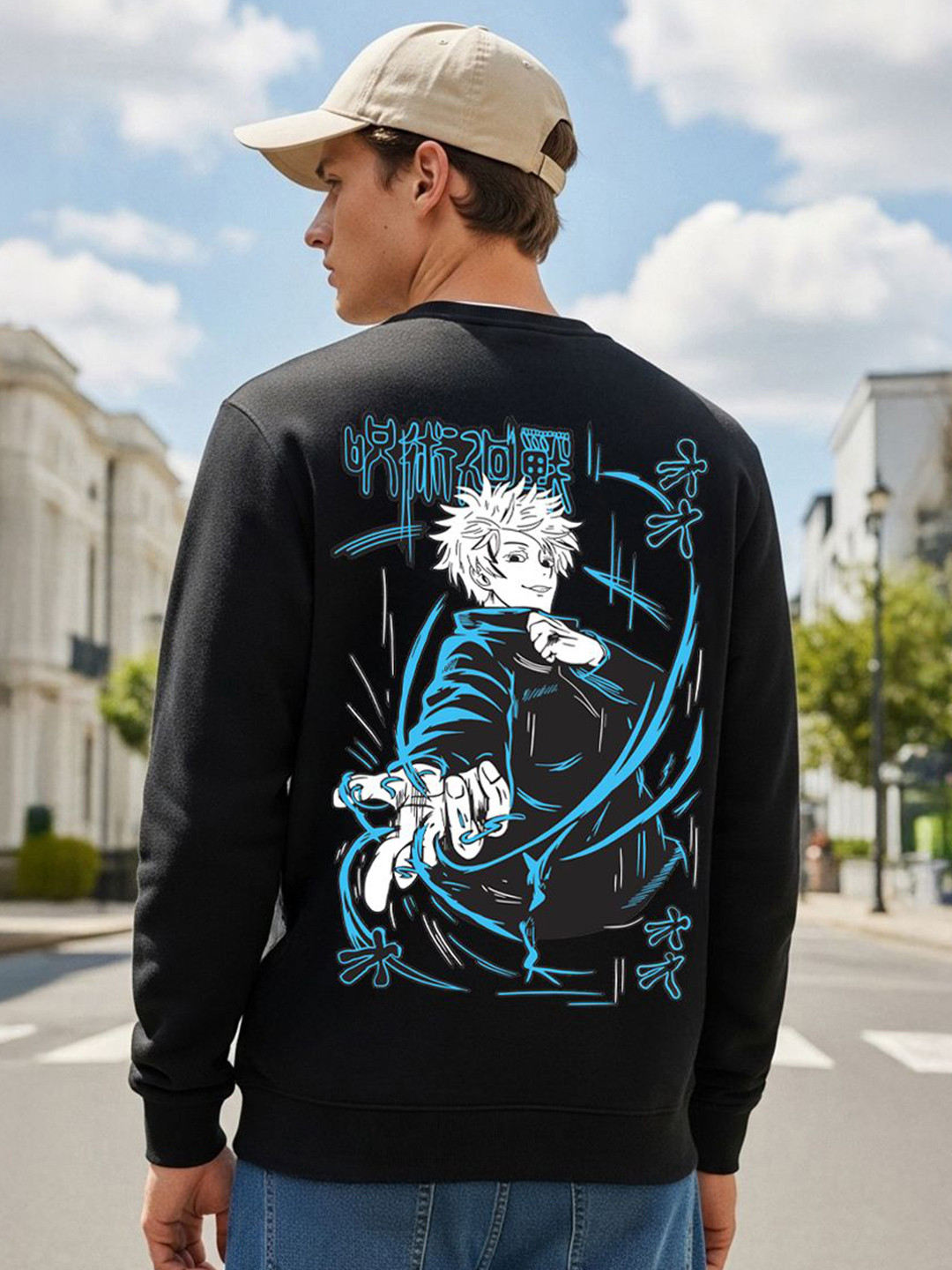 MaverIQ Men Graphic Jujutsu Kaisen Printed Round Neck Full Sleeve Sweatshirt