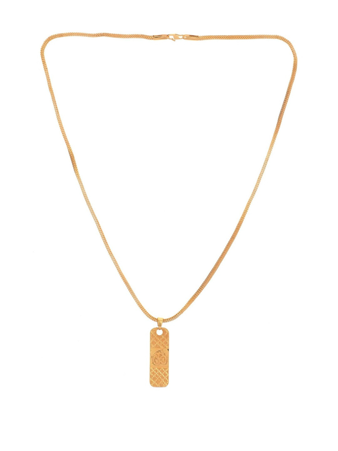 Beadworks Women Gold-Plated Square Chain Pendants with Chains