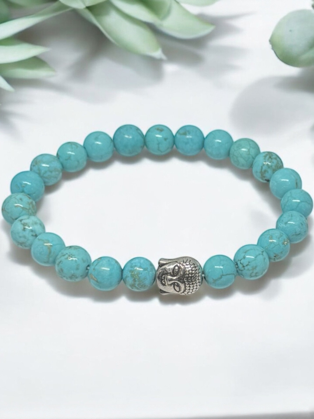 Gems Guru Unisex Buddha Blue Turquoise Bracelet