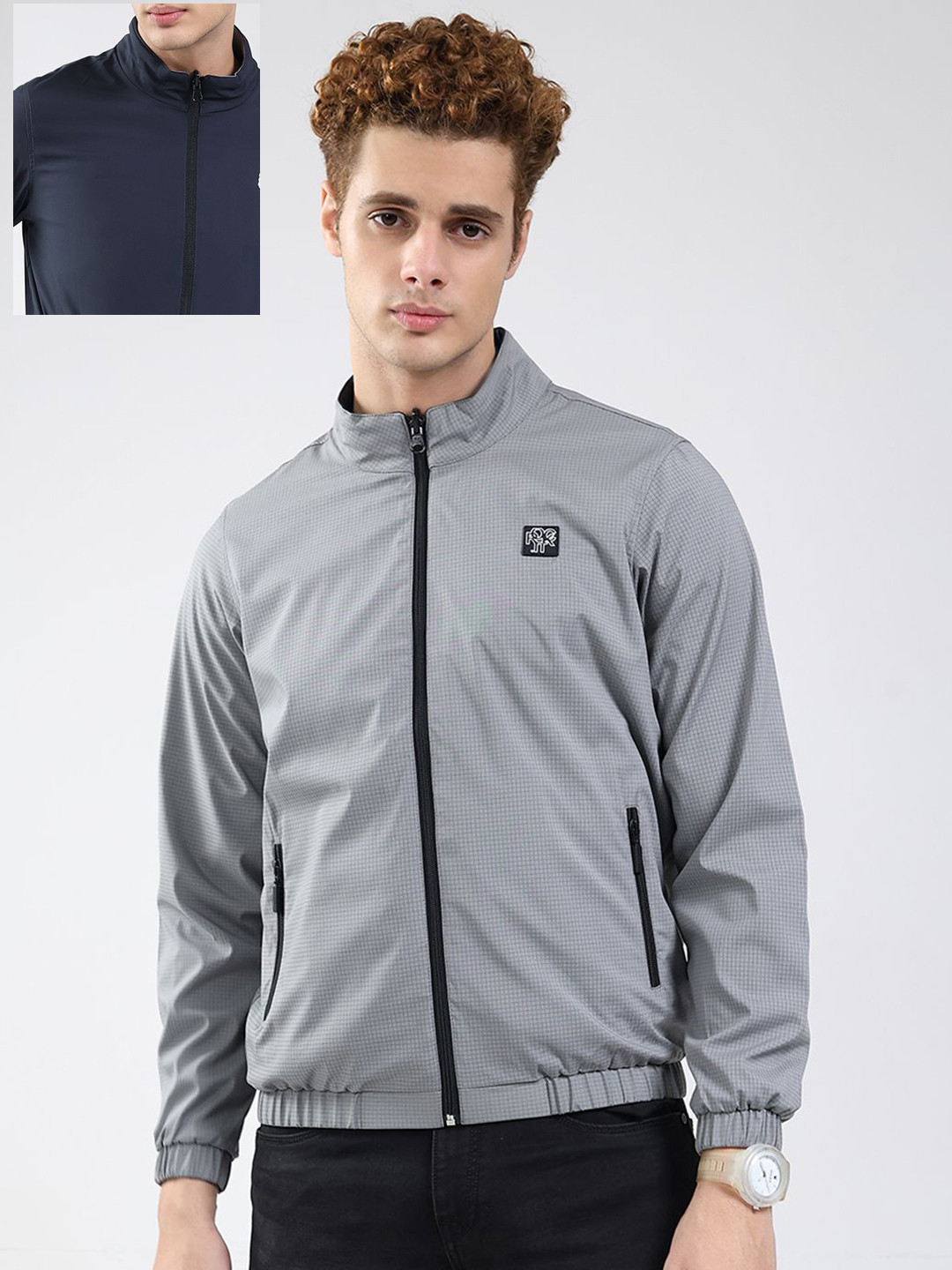 rock.it Men Solid Mock Collar Reversible Puffer Jacket