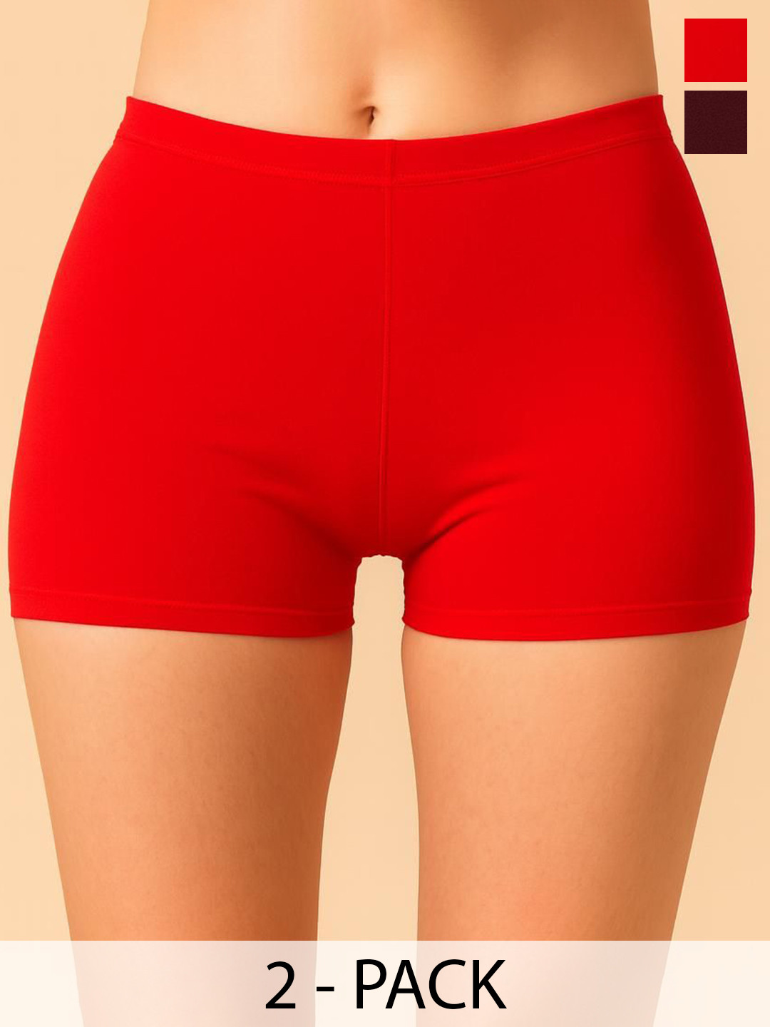 Apraa & Parma Pack Of 2 Concealed Waistband Boy Short Briefs - AP SBT-33 Red,Purple XS-2