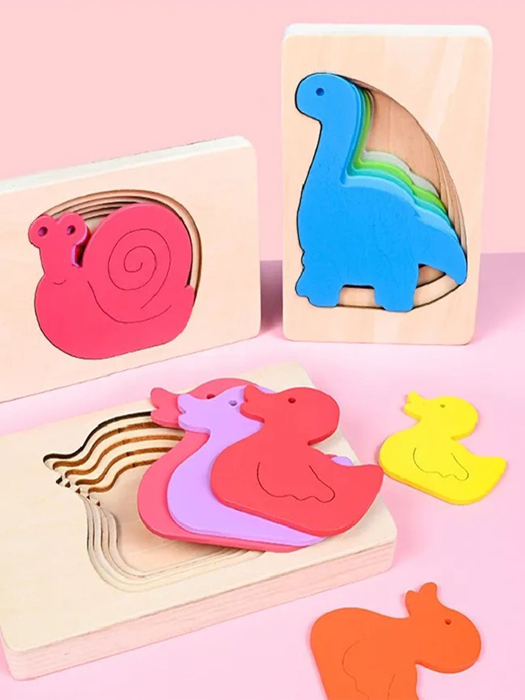 MUREN Animal Shaped 5 Layers Brain Teaser Wooden Puzzle Toy